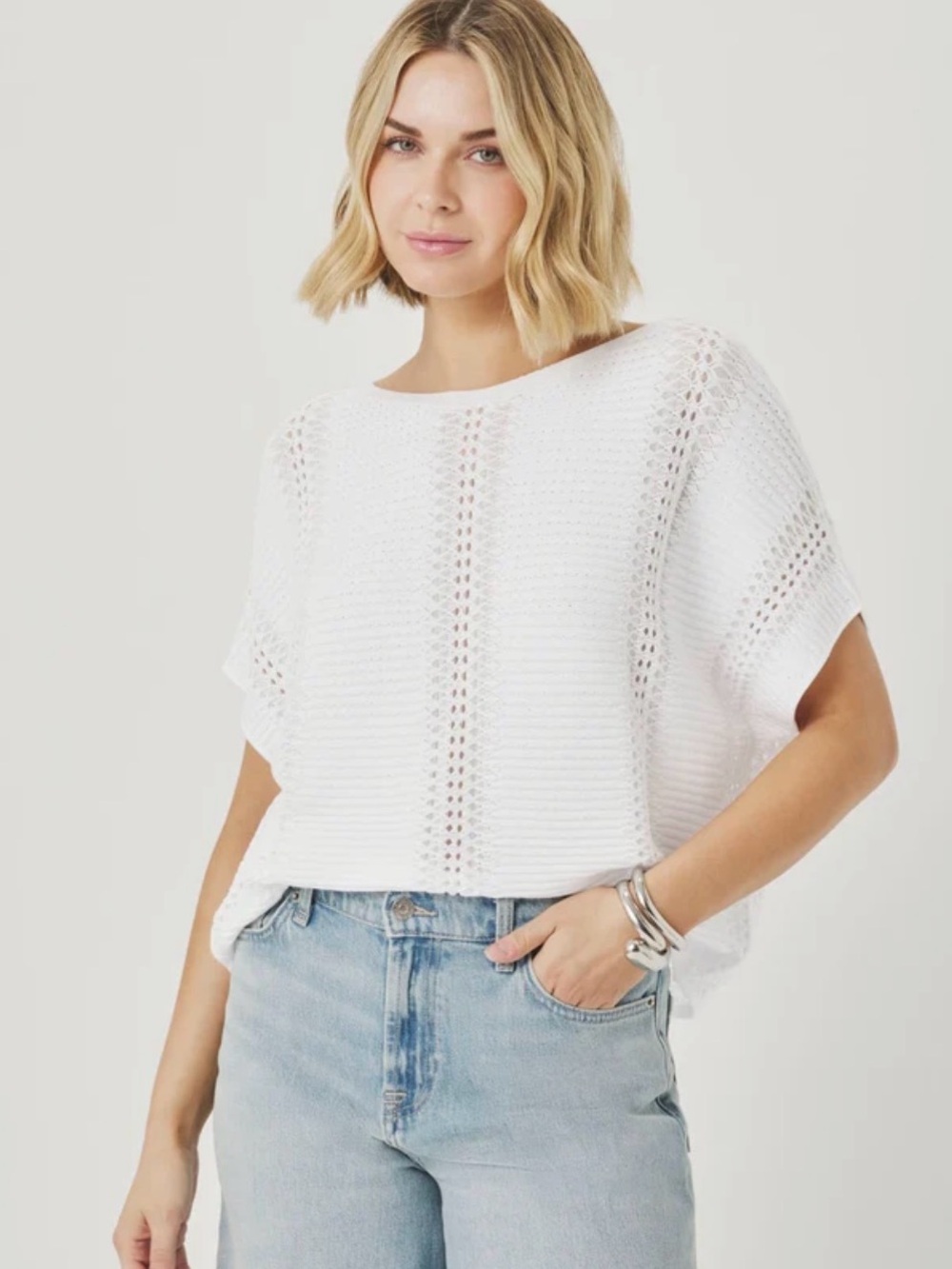 Splendid Everest White Dolman Sleeve Sweater Large